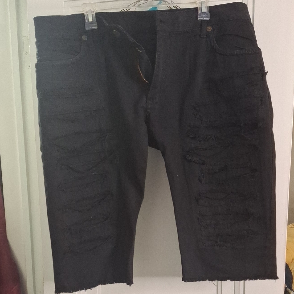 Robin's Jean Black Distressed Jean Shorts